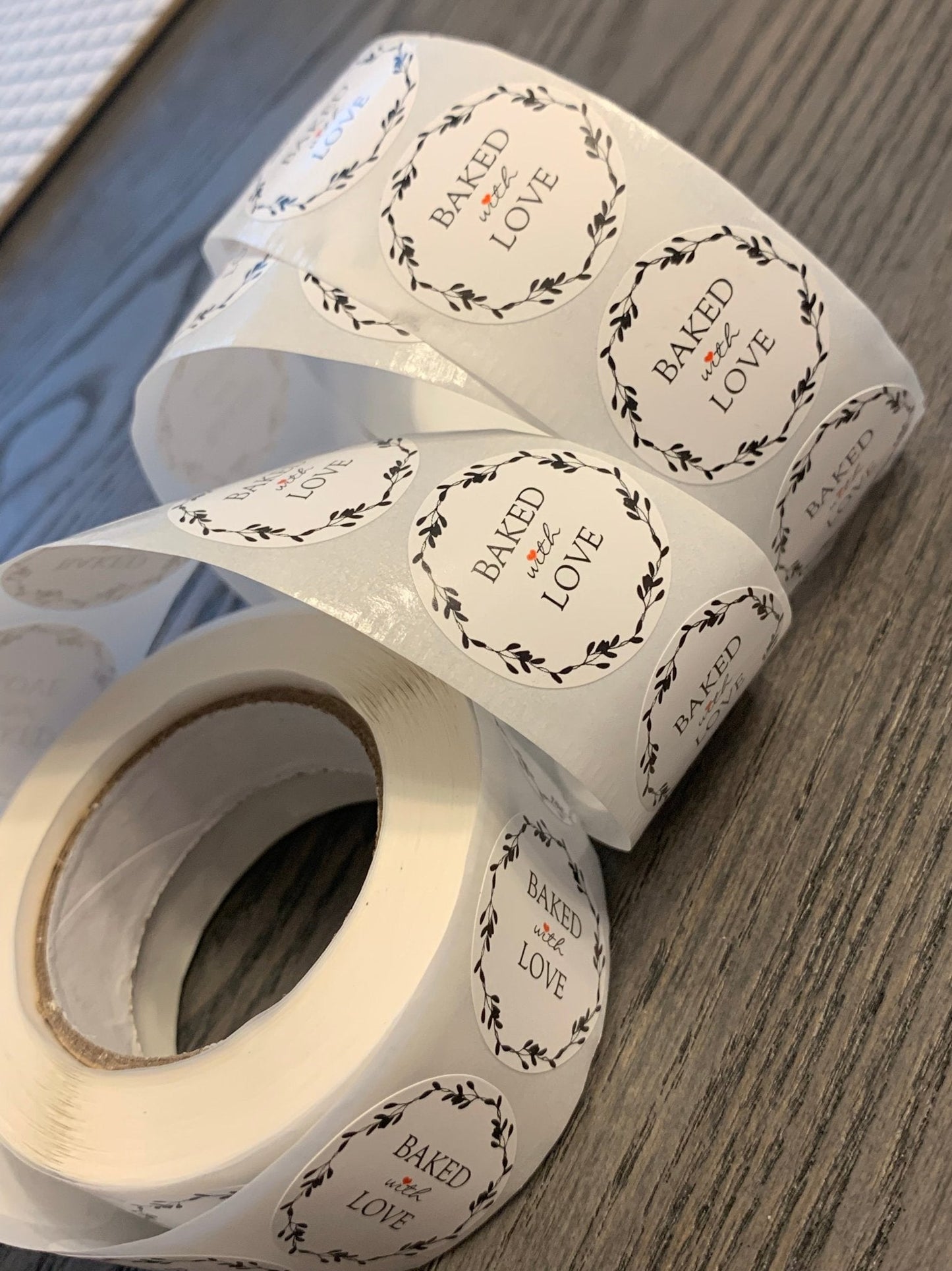 Baked with love stickers | 500 sticker roll | small business stickers | 500 stickers | packaging order stickers | packing stickers | baked goods - Creationz By Saba