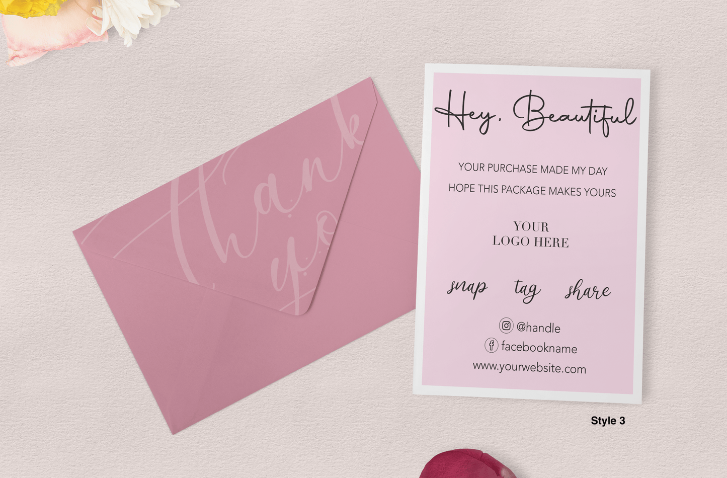 100 1.5" Circle Logo Stickers + 100 Thank You Cards Bundle Deal - Creationz By Saba