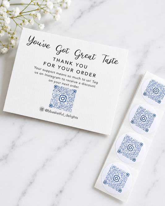 50 Custom Thank You Cards & 50 Logo Sticker Bundle | Personalized Business Branding Kit | Packaging Insert Cards & Custom Logo Labels