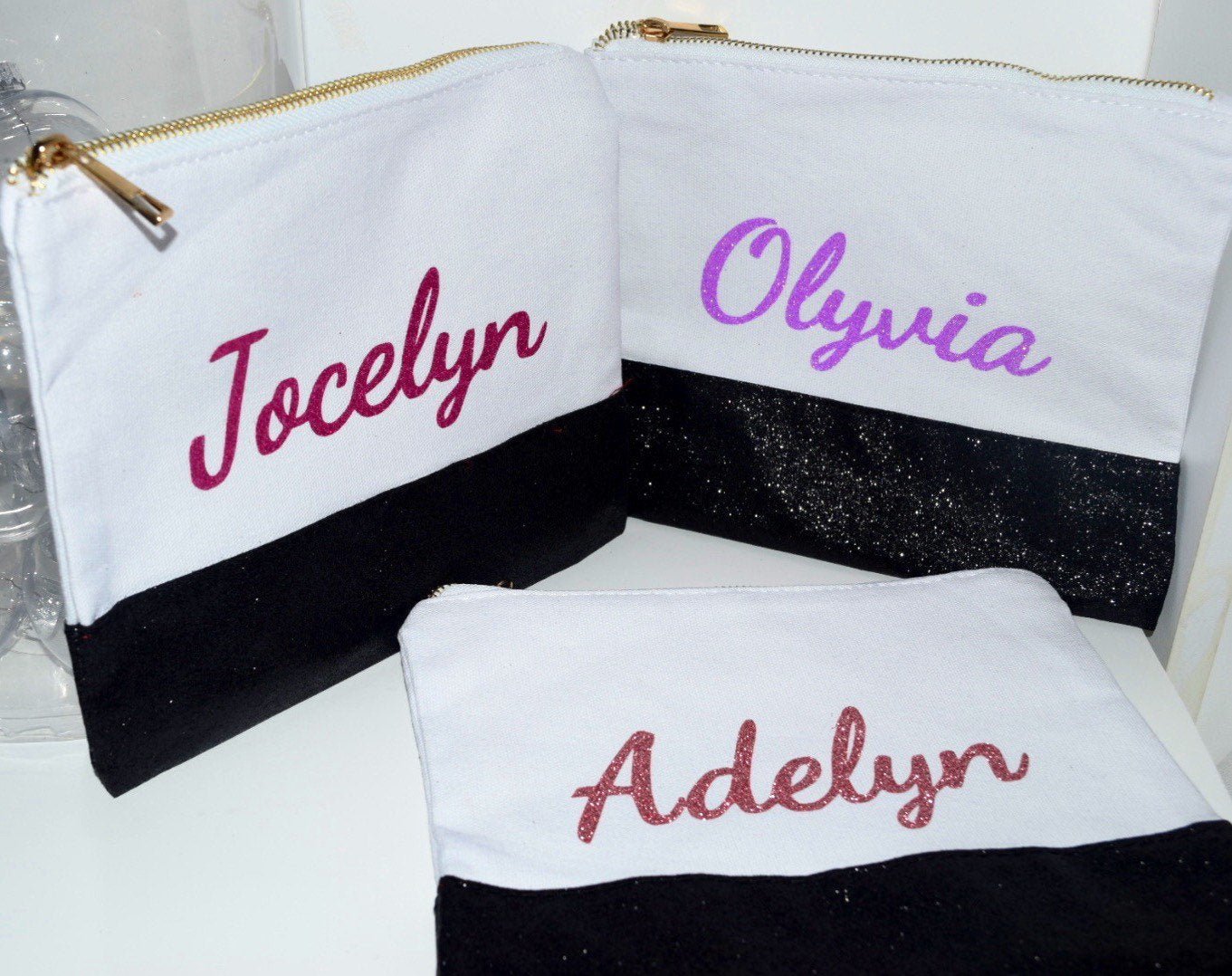 Custom Glitter Makeup bag | Personalized Makeup Bag | Mask Bag | Makeup vanity bag | Custom Bag | Cosmetic Pouch with Name | Pencil Case - Creationz By Saba