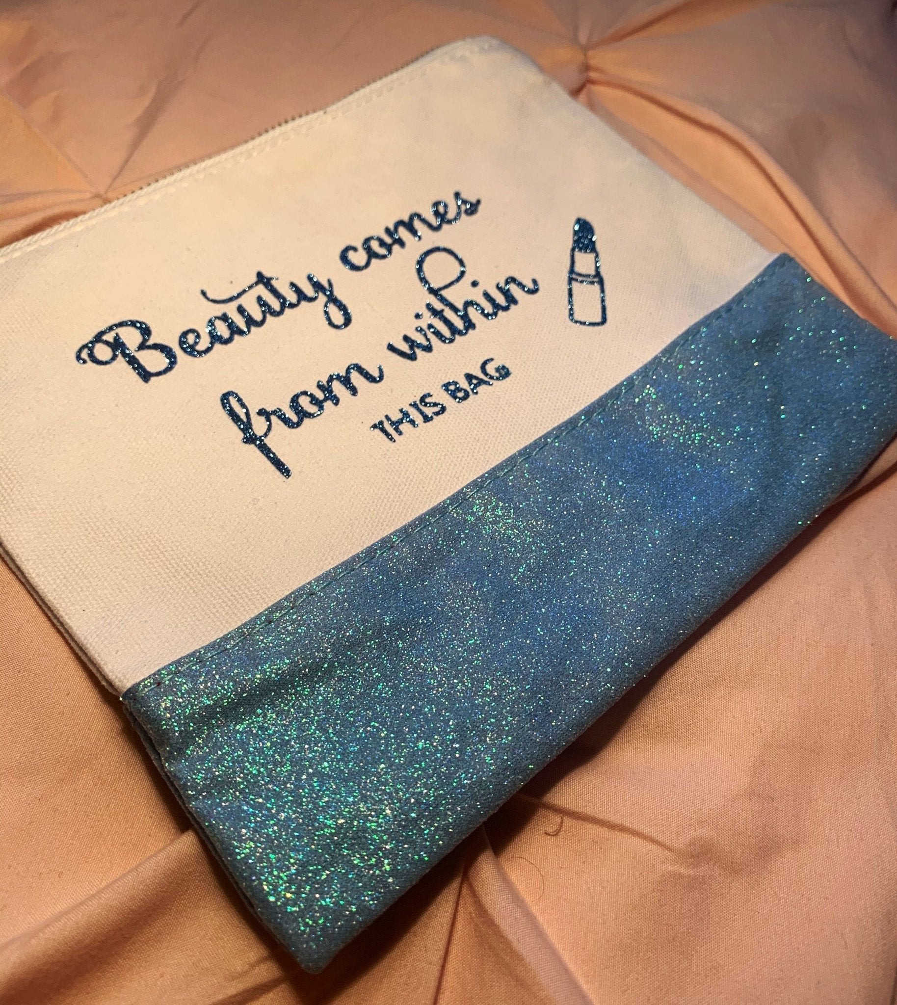Custom Glitter Makeup bag | Personalized Makeup Bag | Mask Bag | Makeup vanity bag | Custom Bag | Cosmetic Pouch with Name | Pencil Case - Creationz By Saba