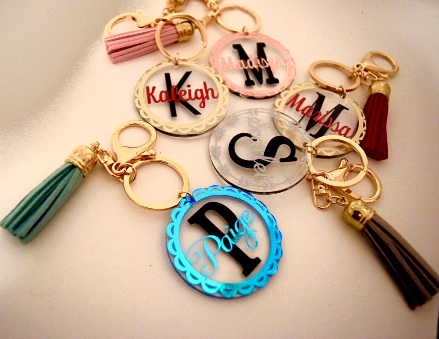 Custom Name Keychain | Mom Keychain | Bride key | monogram Keychains | Monogram Key Chain | Monogram Key Fob | Custom Keychain with Tassel | - Creationz By Saba