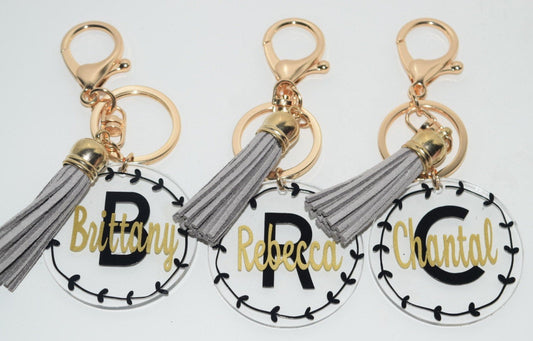 Custom Name Keychain | Mom Keychain | Bride key | monogram Keychains | Monogram Key Chain | Monogram Key Fob | Custom Keychain with Tassel | - Creationz By Saba