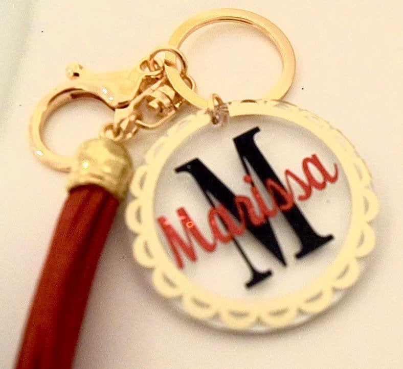 Custom Name Keychain | Mom Keychain | Bride key | monogram Keychains | Monogram Key Chain | Monogram Key Fob | Custom Keychain with Tassel | - Creationz By Saba