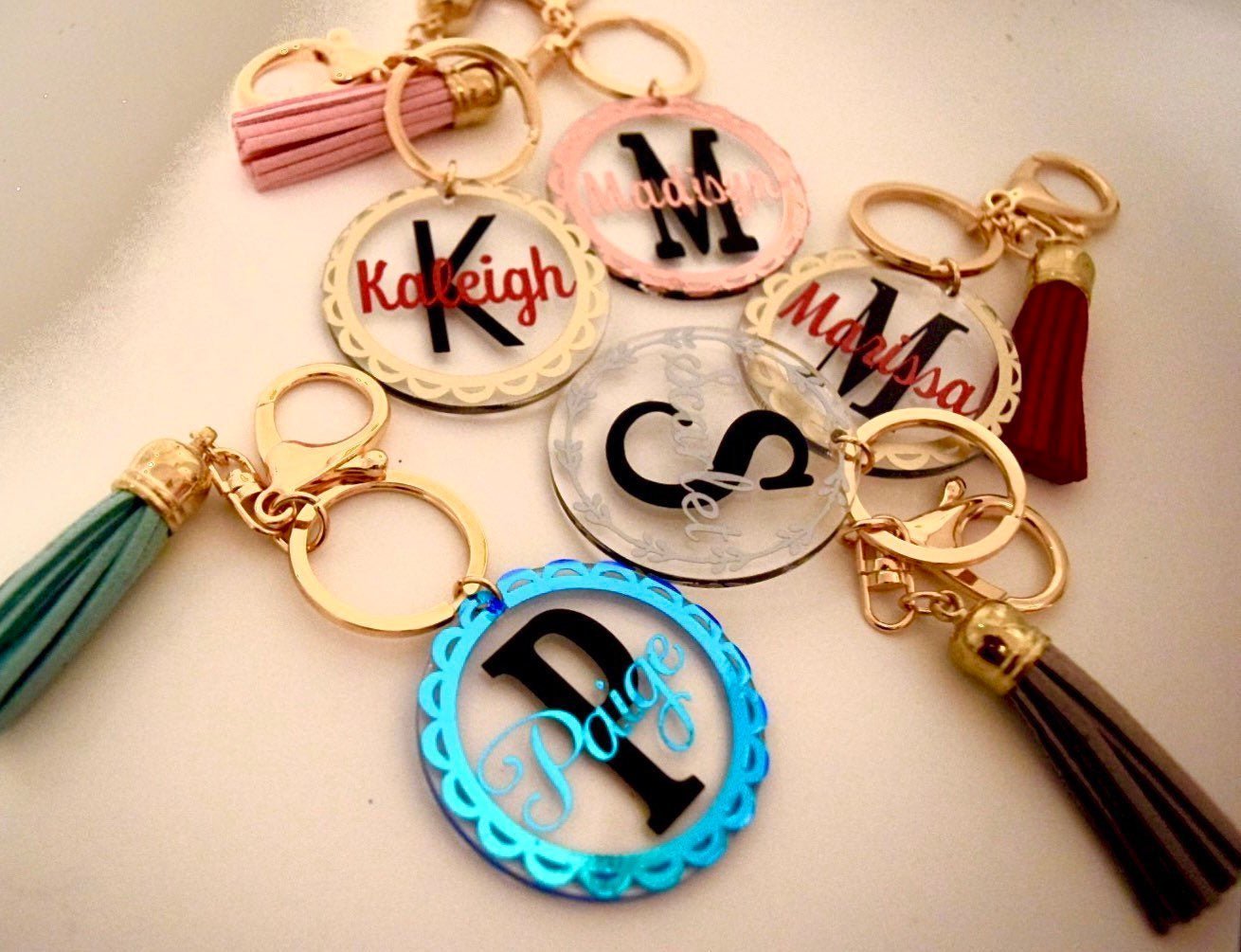 Custom Name Keychain | Mom Keychain | Bride key | monogram Keychains | Monogram Key Chain | Monogram Key Fob | Custom Keychain with Tassel | - Creationz By Saba