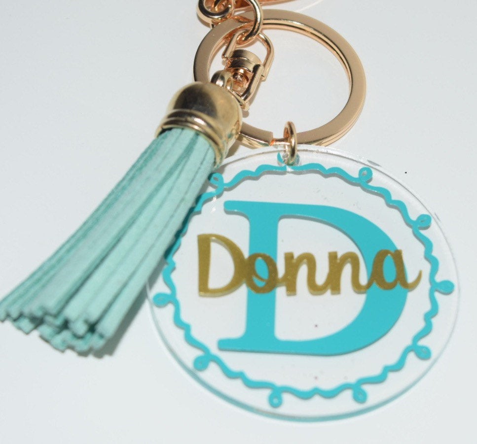 Custom Name Keychain | Mom Keychain | Bride key | monogram Keychains | Monogram Key Chain | Monogram Key Fob | Custom Keychain with Tassel | - Creationz By Saba
