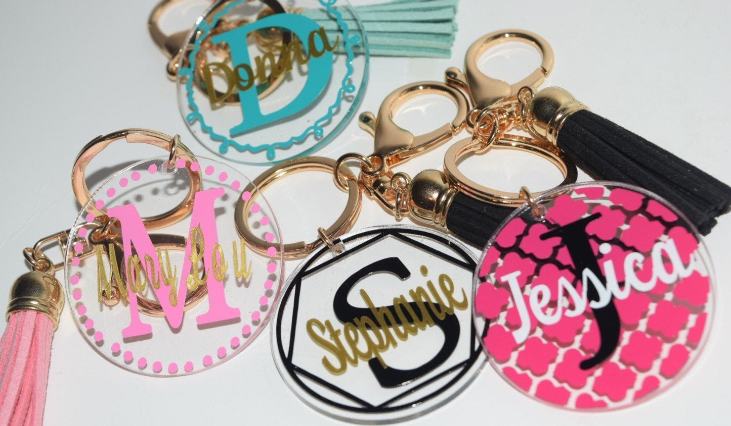 Custom Name Keychain | Mom Keychain | Bride key | monogram Keychains | Monogram Key Chain | Monogram Key Fob | Custom Keychain with Tassel | - Creationz By Saba