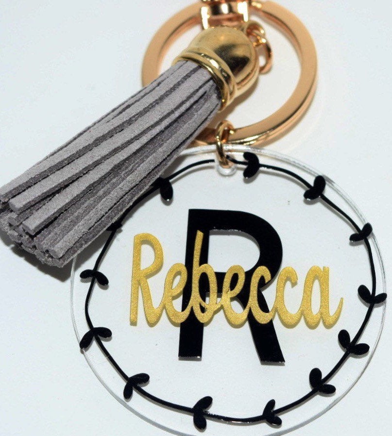 Custom Name Keychain | Mom Keychain | Bride key | monogram Keychains | Monogram Key Chain | Monogram Key Fob | Custom Keychain with Tassel | - Creationz By Saba