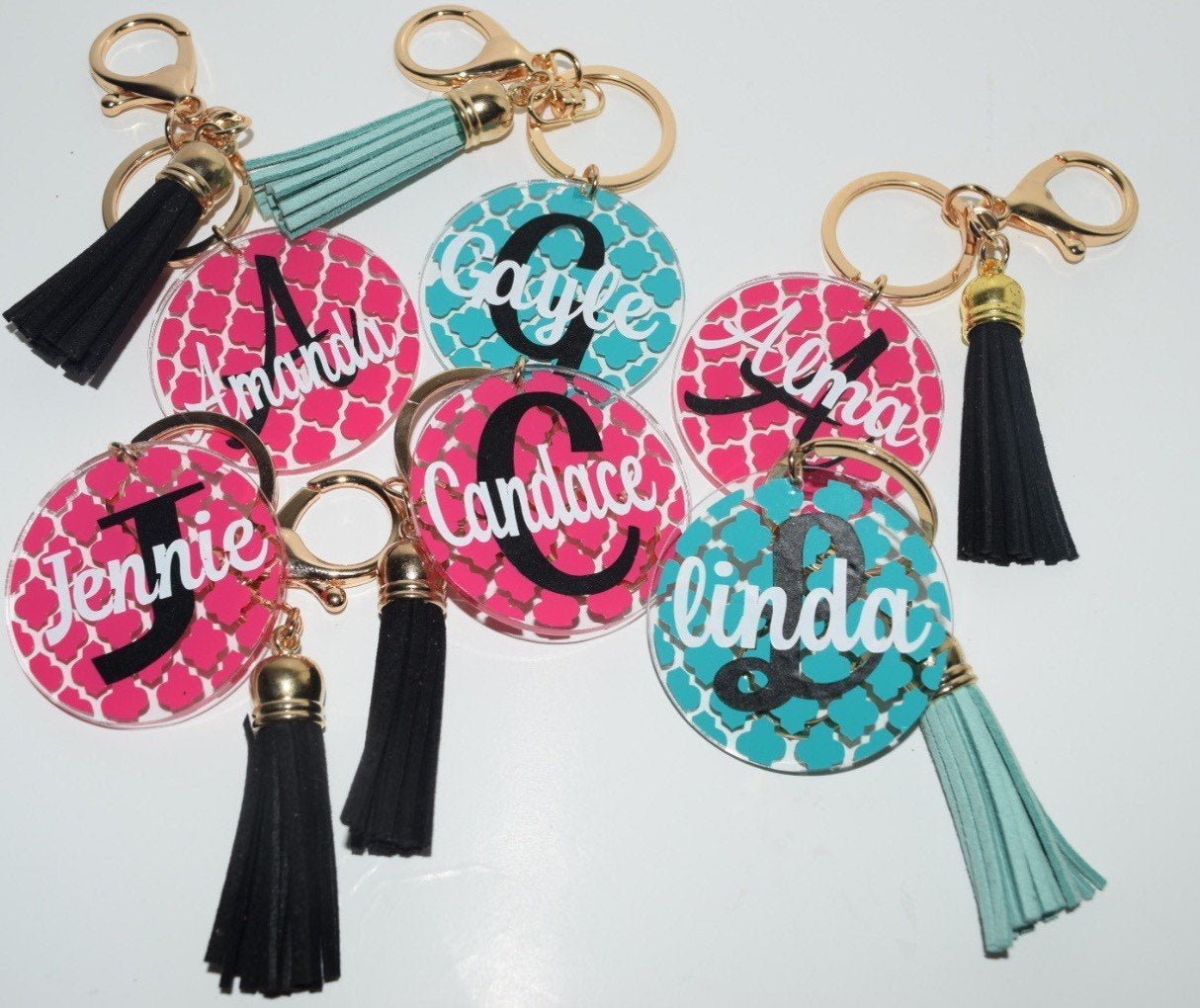 Custom Name Keychain | Mom Keychain | Bride key | monogram Keychains | Monogram Key Chain | Monogram Key Fob | Custom Keychain with Tassel | - Creationz By Saba