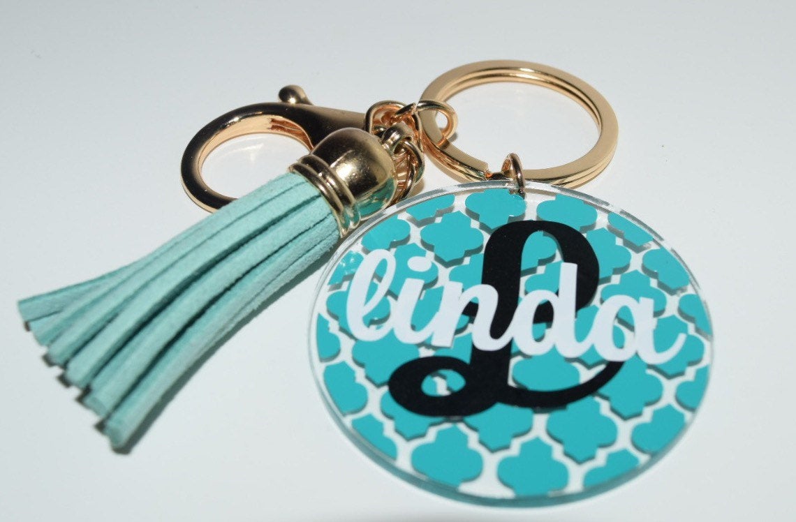 Custom Name Keychain | Mom Keychain | Bride key | monogram Keychains | Monogram Key Chain | Monogram Key Fob | Custom Keychain with Tassel | - Creationz By Saba
