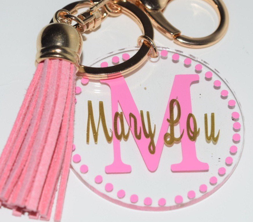 Custom Name Keychain | Mom Keychain | Bride key | monogram Keychains | Monogram Key Chain | Monogram Key Fob | Custom Keychain with Tassel | - Creationz By Saba