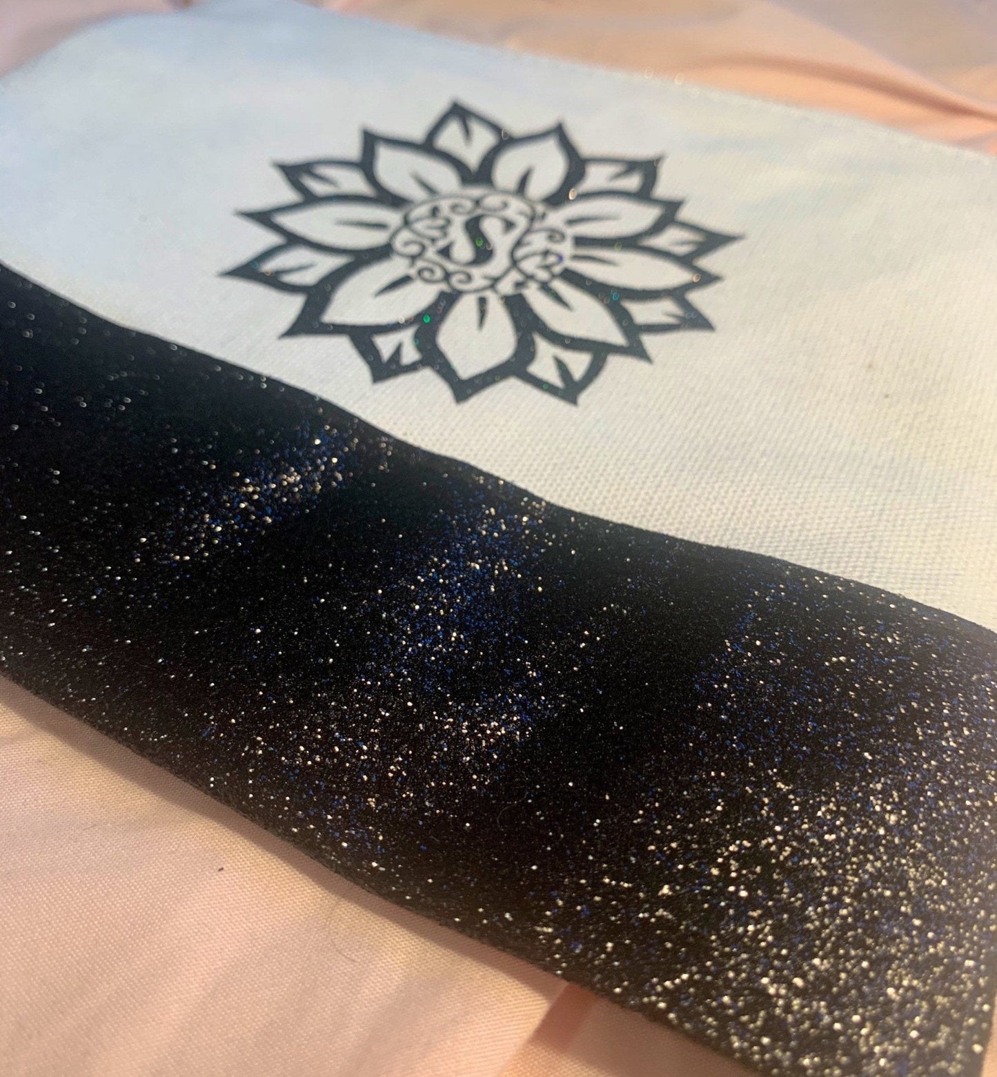 Custom Sunflower Monogram Bag | Custom Design Your Makeup Bag | Personalized Makeup Bag | Mask Bag | Accessory Bag | Maid of Honor Gift | - Creationz By Saba