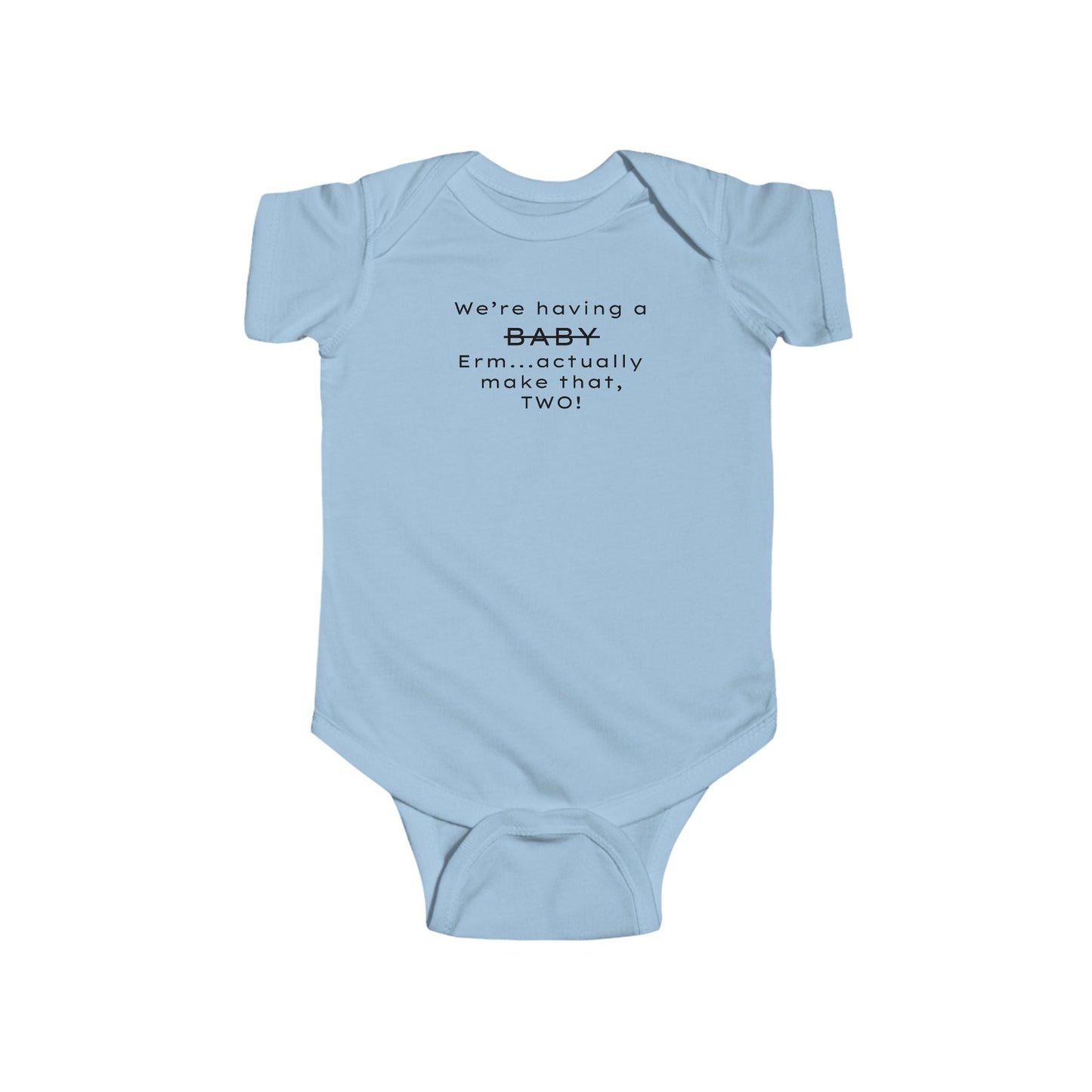 Funny Twin Announcement Infant Bodysuit - We're Having a Baby, Two! - Creationz By Saba