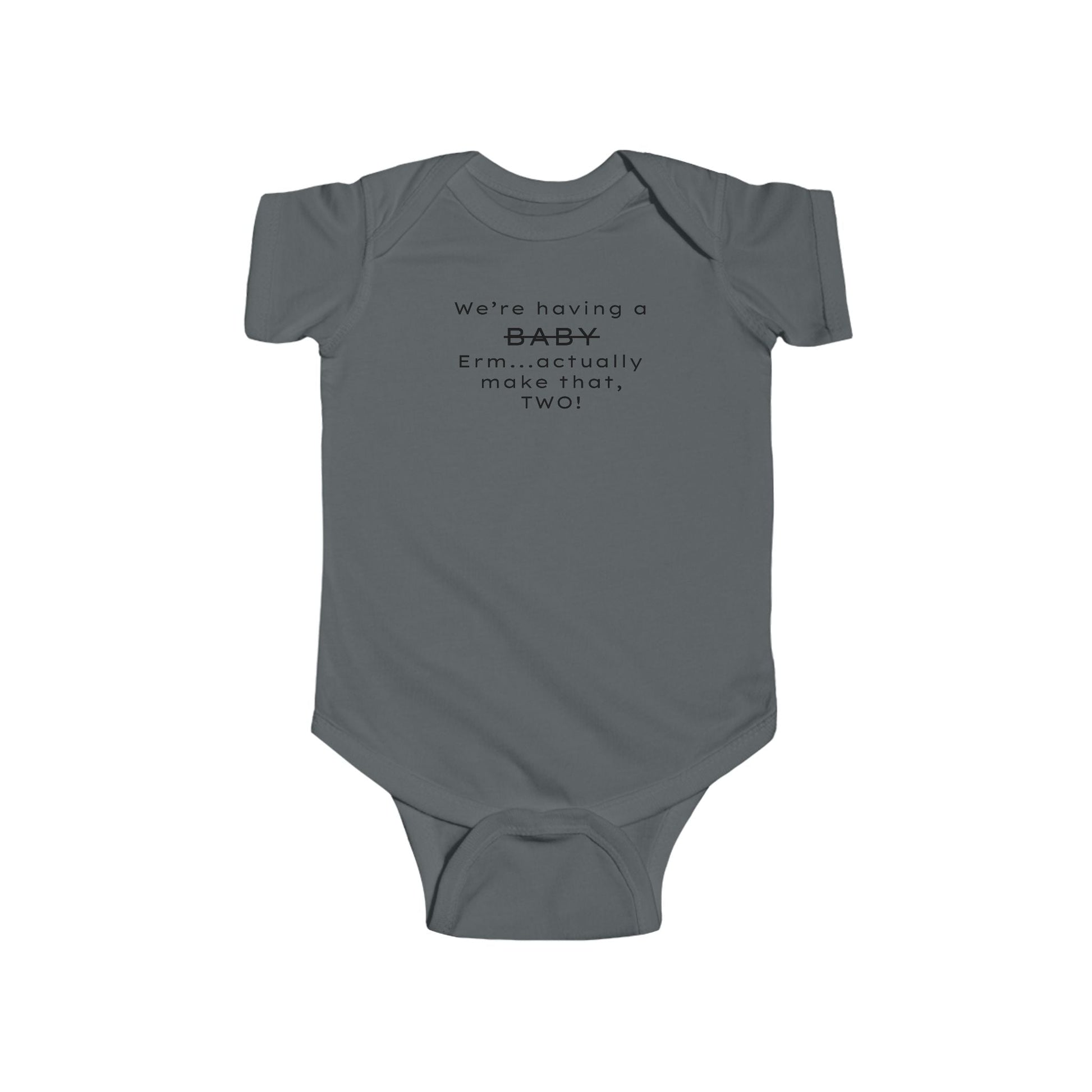 Funny Twin Announcement Infant Bodysuit - We're Having a Baby, Two! - Creationz By Saba