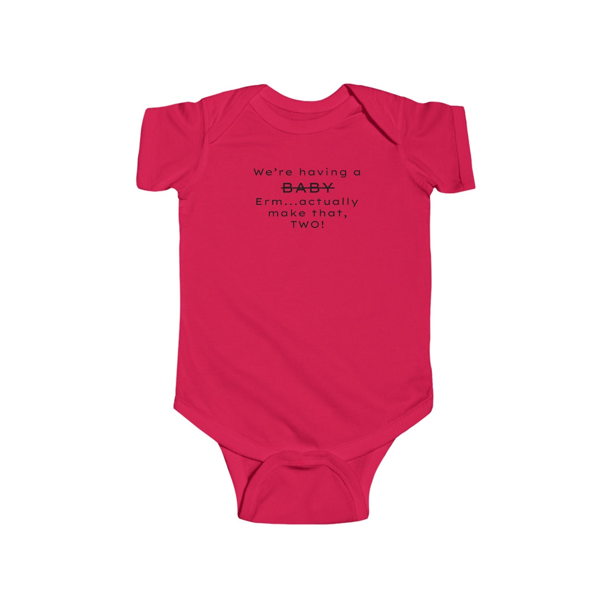 Funny Twin Announcement Infant Bodysuit - We're Having a Baby, Two! - Creationz By Saba