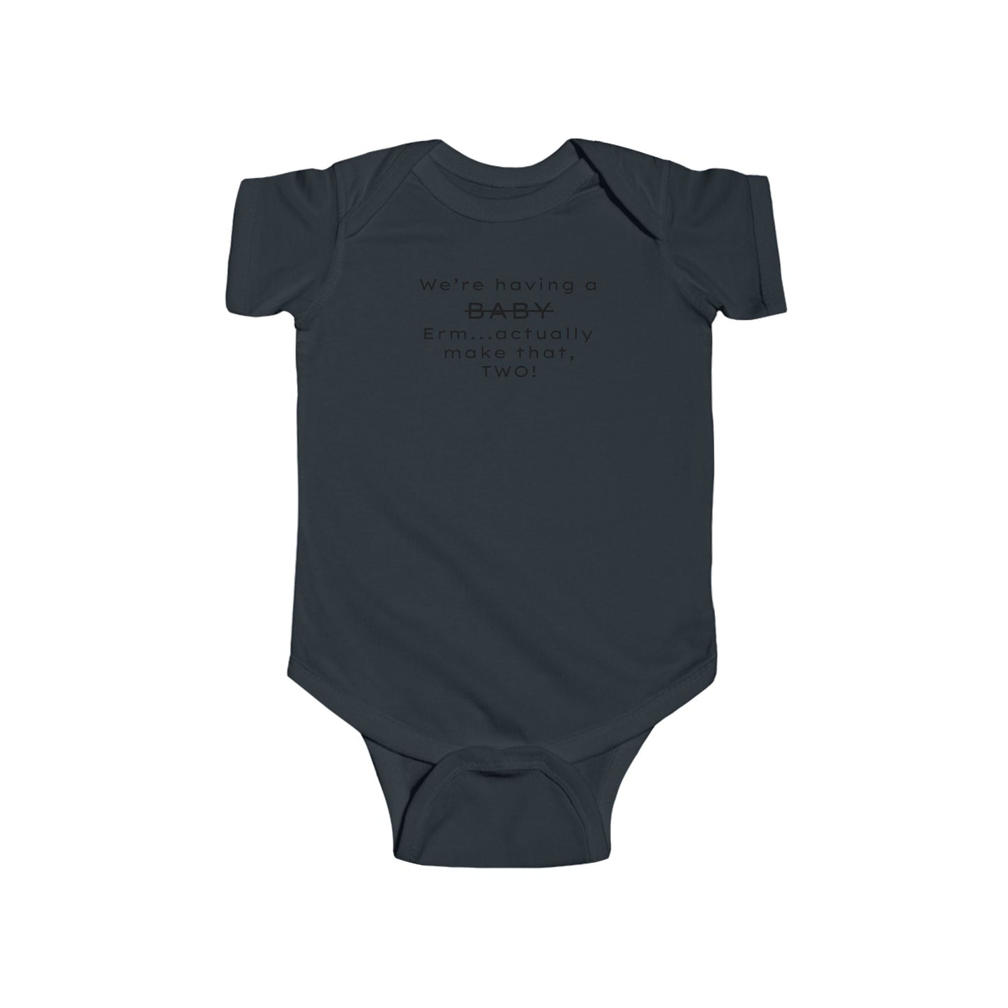 Funny Twin Announcement Infant Bodysuit - We're Having a Baby, Two! - Creationz By Saba