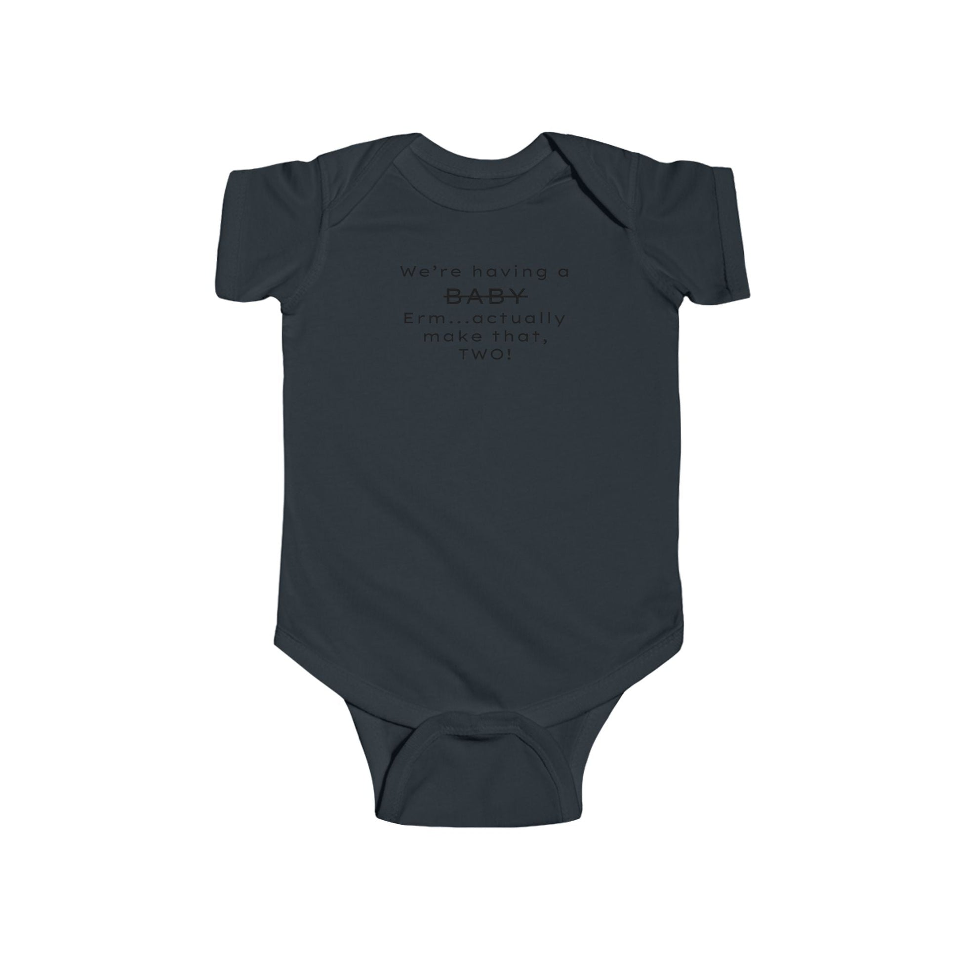 Funny Twin Announcement Infant Bodysuit - We're Having a Baby, Two! - Creationz By Saba