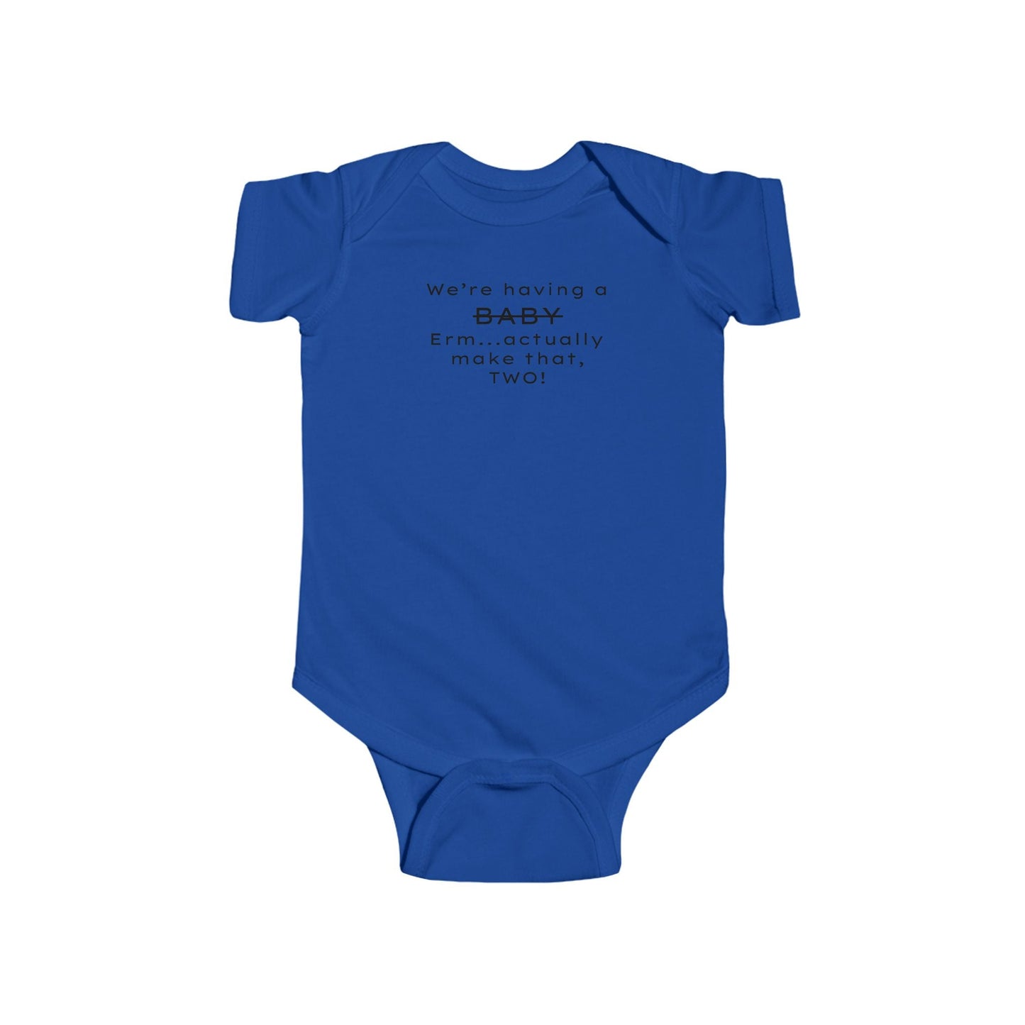 Funny Twin Announcement Infant Bodysuit - We're Having a Baby, Two! - Creationz By Saba