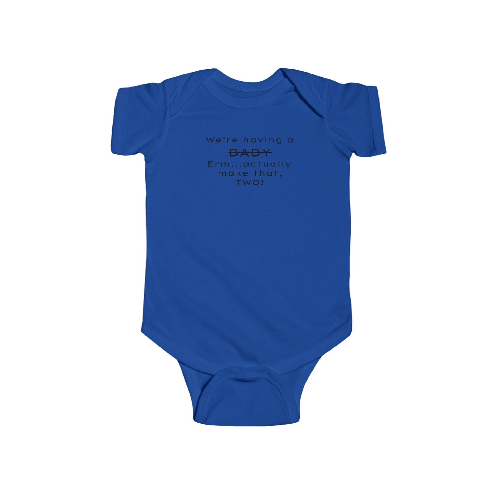 Funny Twin Announcement Infant Bodysuit - We're Having a Baby, Two! - Creationz By Saba