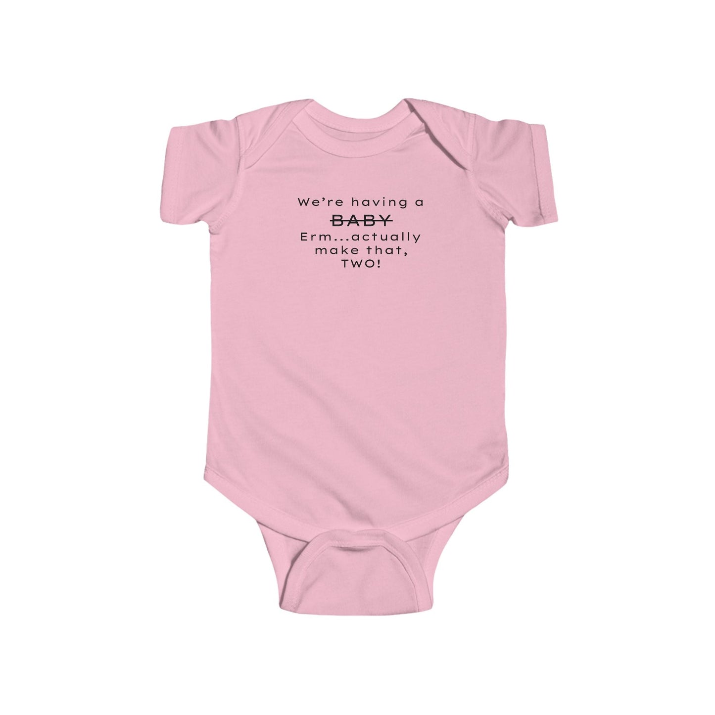 Funny Twin Announcement Infant Bodysuit - We're Having a Baby, Two! - Creationz By Saba