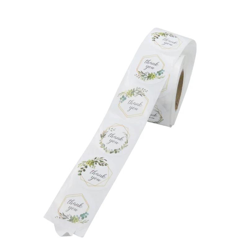 Green and White 1.5" Thank you stickers | small business stickers | 500 stickers | packaging order stickers - Creationz By Saba