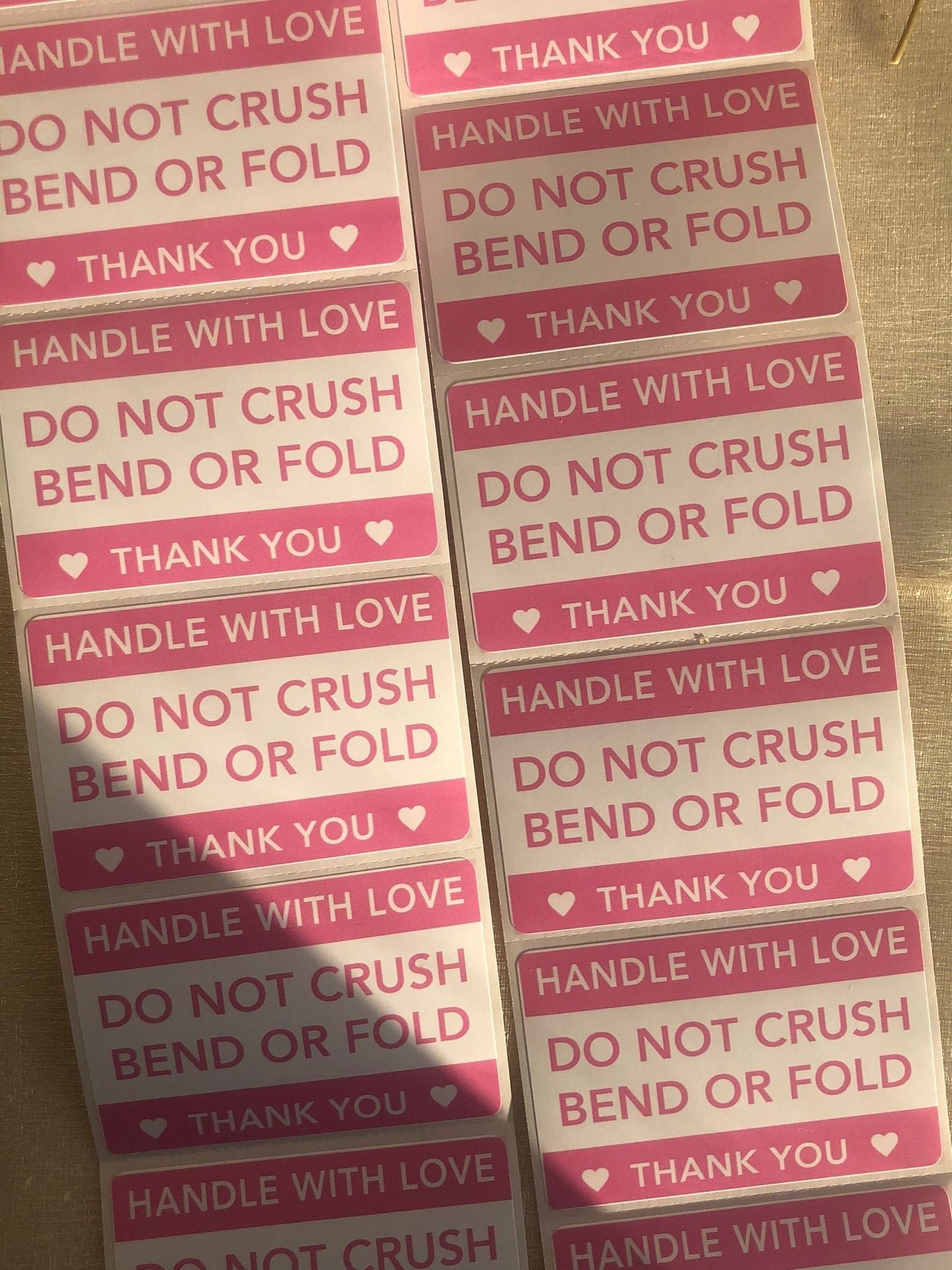 Handle with love Stickers | DO NOT BEND crush or fold stickers | packaging stickers | caution stickers | packing sticker | handle with care - Creationz By Saba