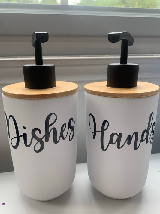 Hands And Dishes Bottle Decals | Soap Bottle Labels | Dispenser Bottle Labels | Hand Soap Label | Dish Soap Label | Kitchen Bathroom Labels - Creationz By Saba