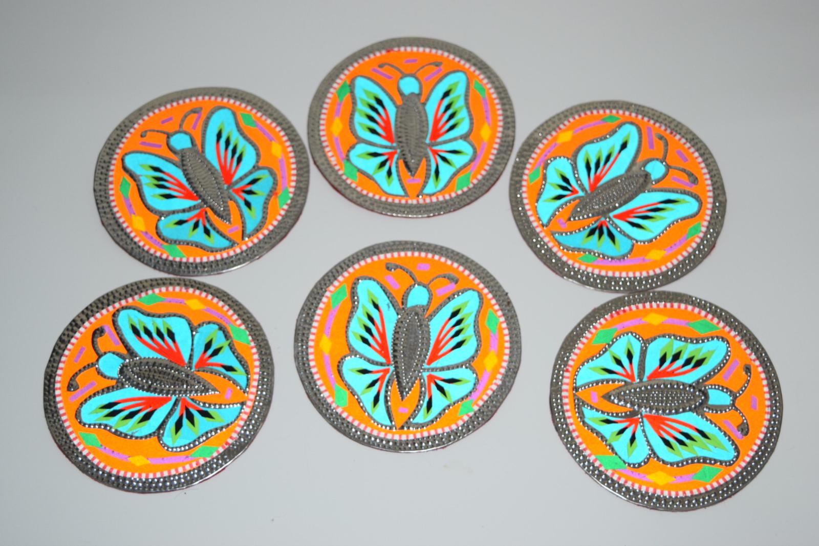Holographic Butterfly Silver Coaster Set of 6 Large - Creationz By Saba