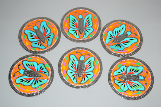 Holographic Butterfly Silver Coaster Set of 6 Large - Creationz By Saba
