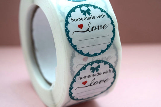 Homemade with love stickers | 500 sticker roll | small business stickers | 500 stickers | packaging order stickers | packing stickers | - Creationz By Saba