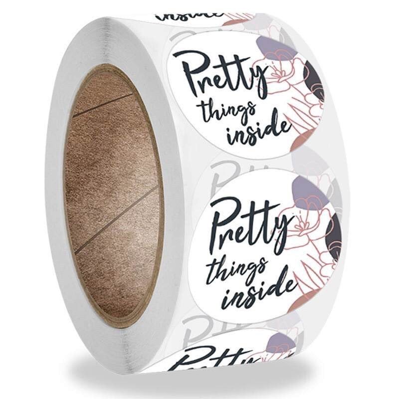 Pretty things inside stickers | sticker roll | small business stickers | 500 stickers | packaging order stickers | packing stickers | - Creationz By Saba