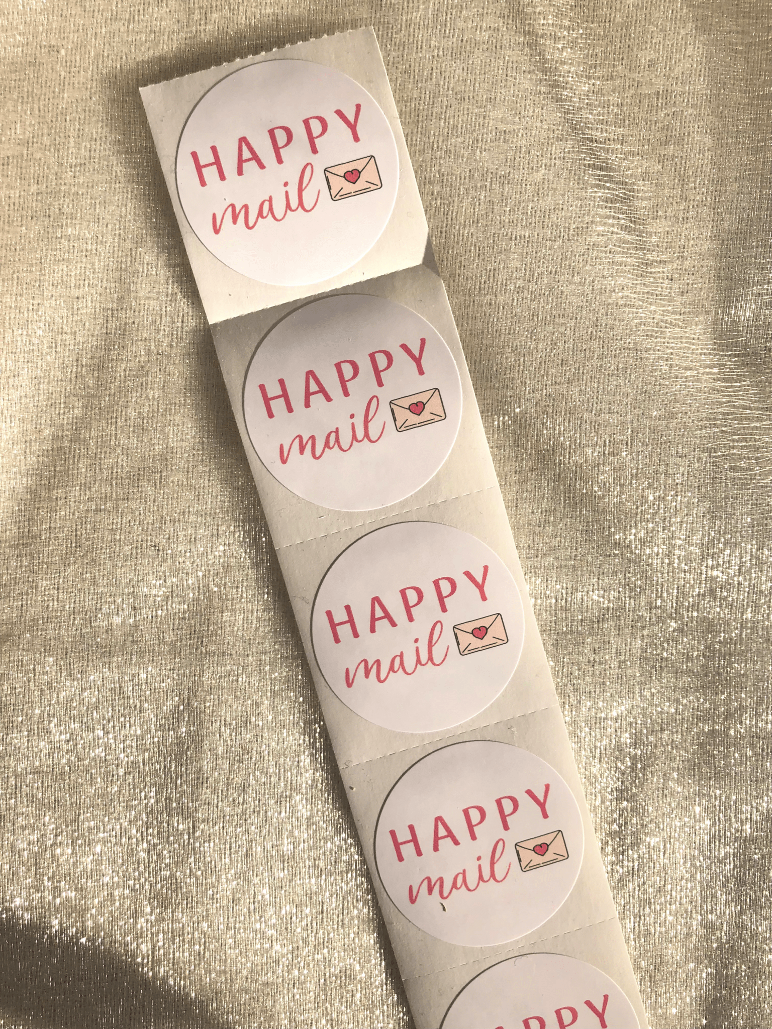 Round Pink Happy Mail Stickers - Creationz By Saba